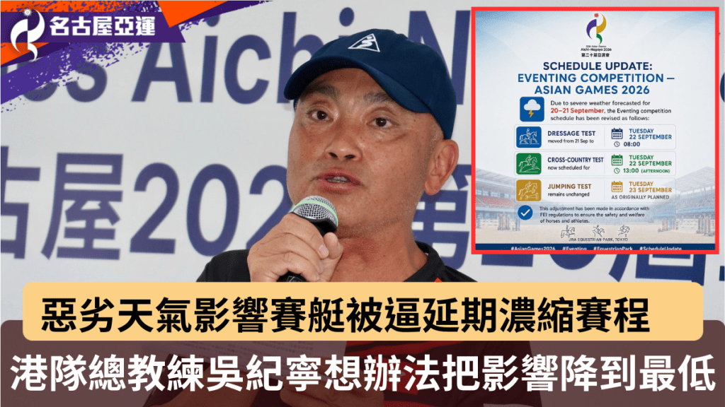 惡劣天氣影響賽艇被逼延期、濃縮賽程，港隊總教練吳紀寧想辦法把影響降到最低。