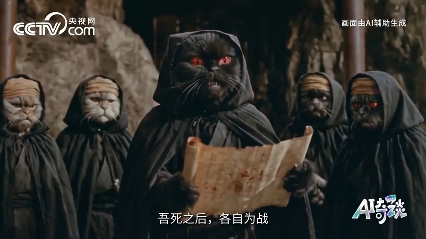央視製作AI動物武俠片，隱喻美伊戰事收獲超百萬點讚。央視截圖