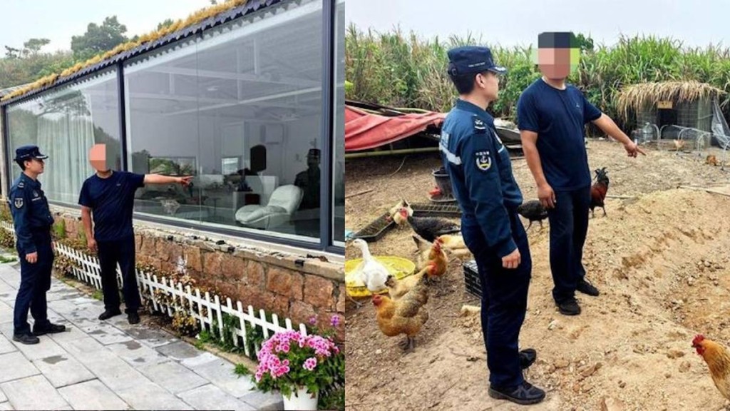 「荒島改造」網紅涉侵佔無人島違法建屋被海警突擊帶走。寧波海警