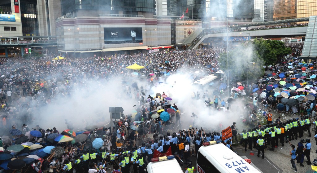 2014年香港爆發佔領行動,交通堵塞。資料圖片