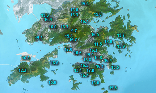 今日最低氣溫。天文台網站擷圖