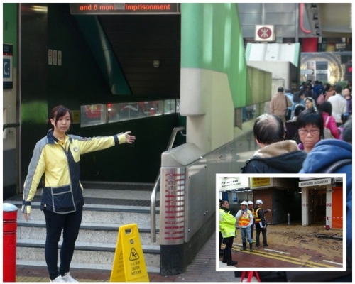 港鐵一度封聞佐敦站C2出口。林思明攝