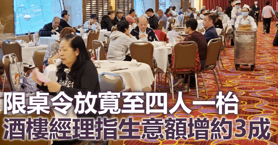 旺角一間酒樓，逾半食客選擇3至4人一枱。