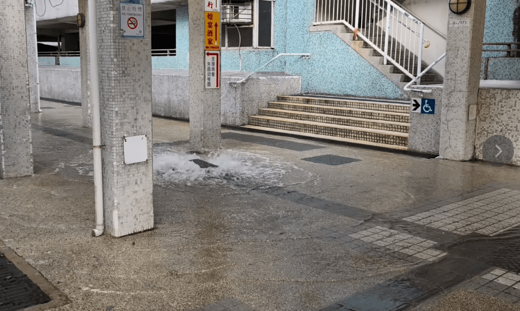 邨內範圍一度積水。FB：葵青區議員李偉樂
