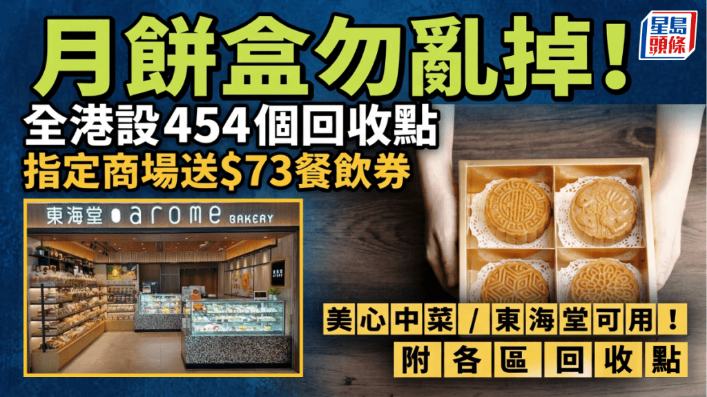 月餅盒勿亂掉！全港設454個回收點 指定商場送$73餐飲券｜附各區回收點
