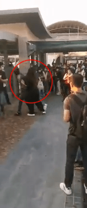網絡有影片熱傳，澳門關閘廣場外有男女起衝突。