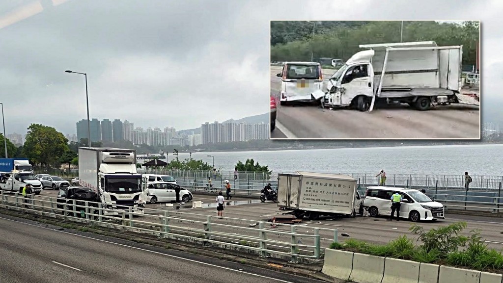 大埔吐露港公路五車相撞釀6傷 出九龍一度全線封閉