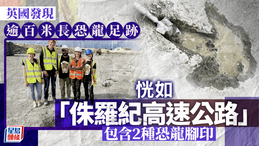 侏羅紀高速公路|英國發現逾百米長恐龍足跡 兩種腳印交叉