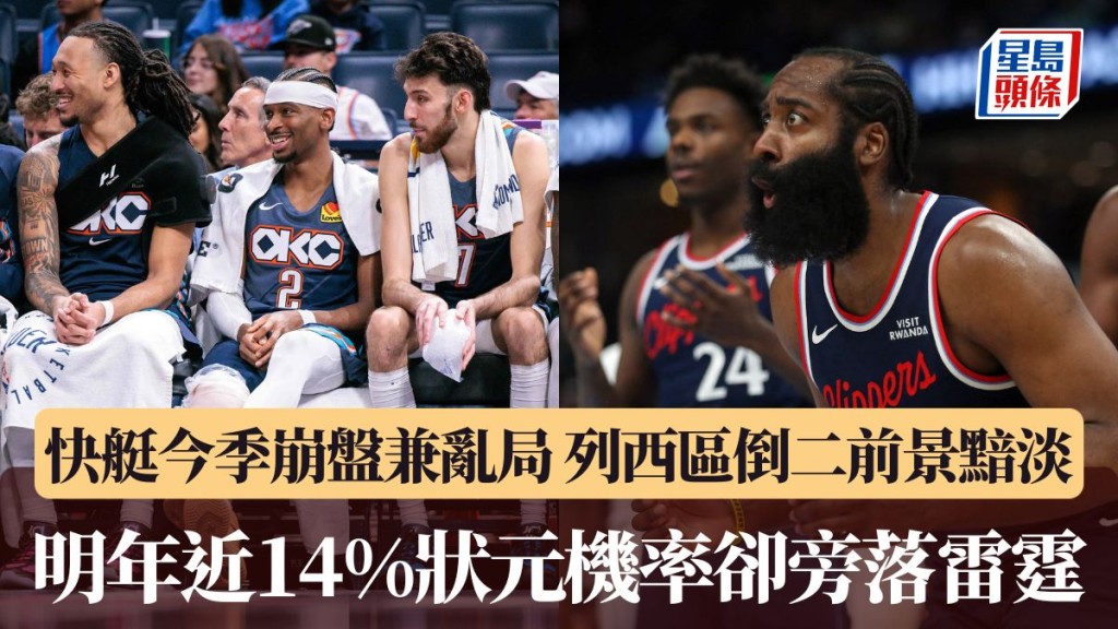 快艇明年近14%狀元機率卻旁落雷霆。