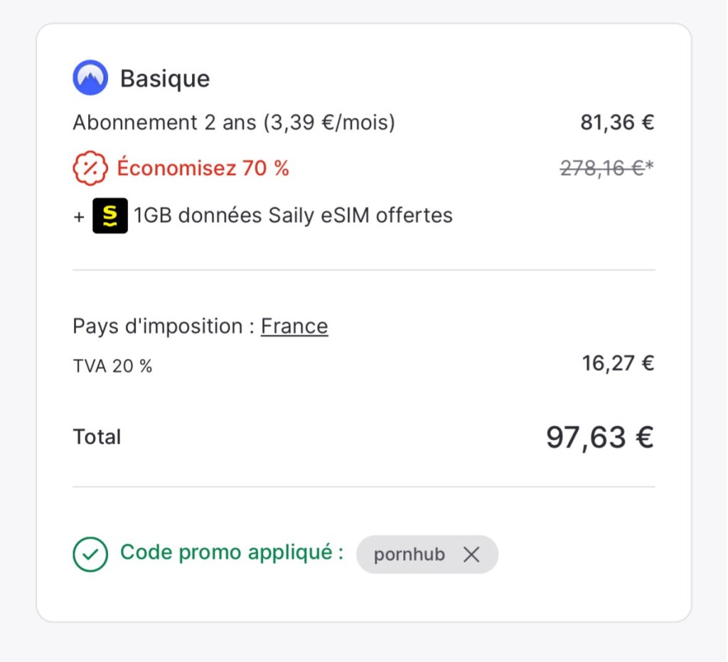 NordVPN直接推出“PornHub”优惠码。 