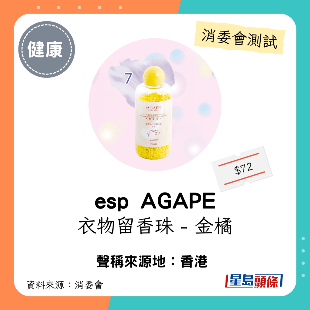 消委会衣物清香珠｜espAGAPE 衣物留香珠-金橘（220克）