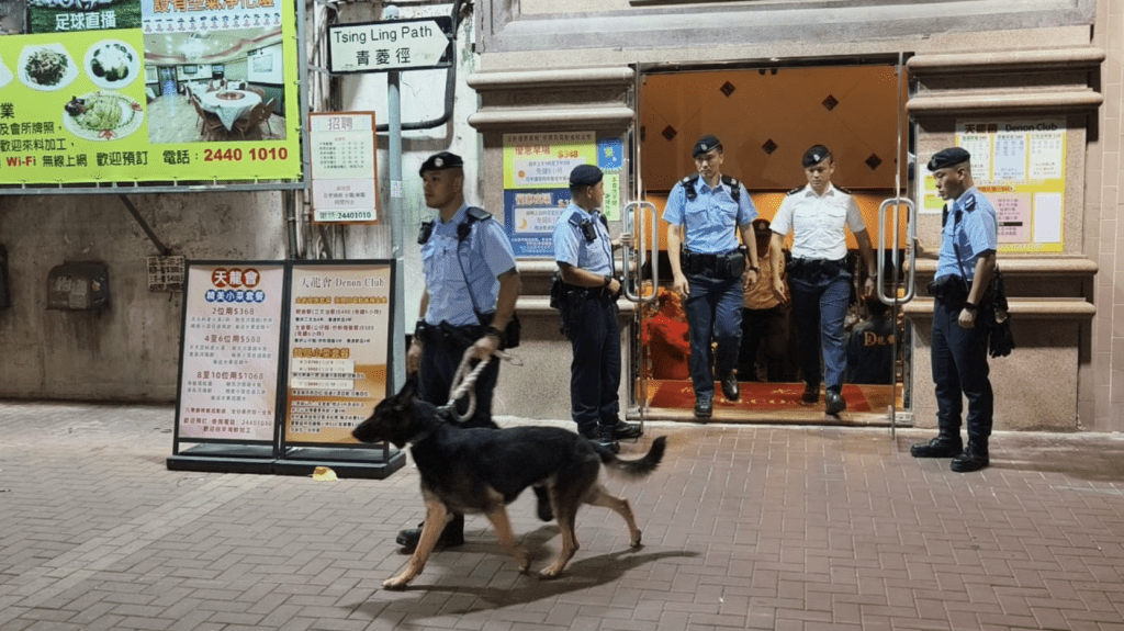 警方一連四日在新界北展開反三合會行動。尹敬堂攝