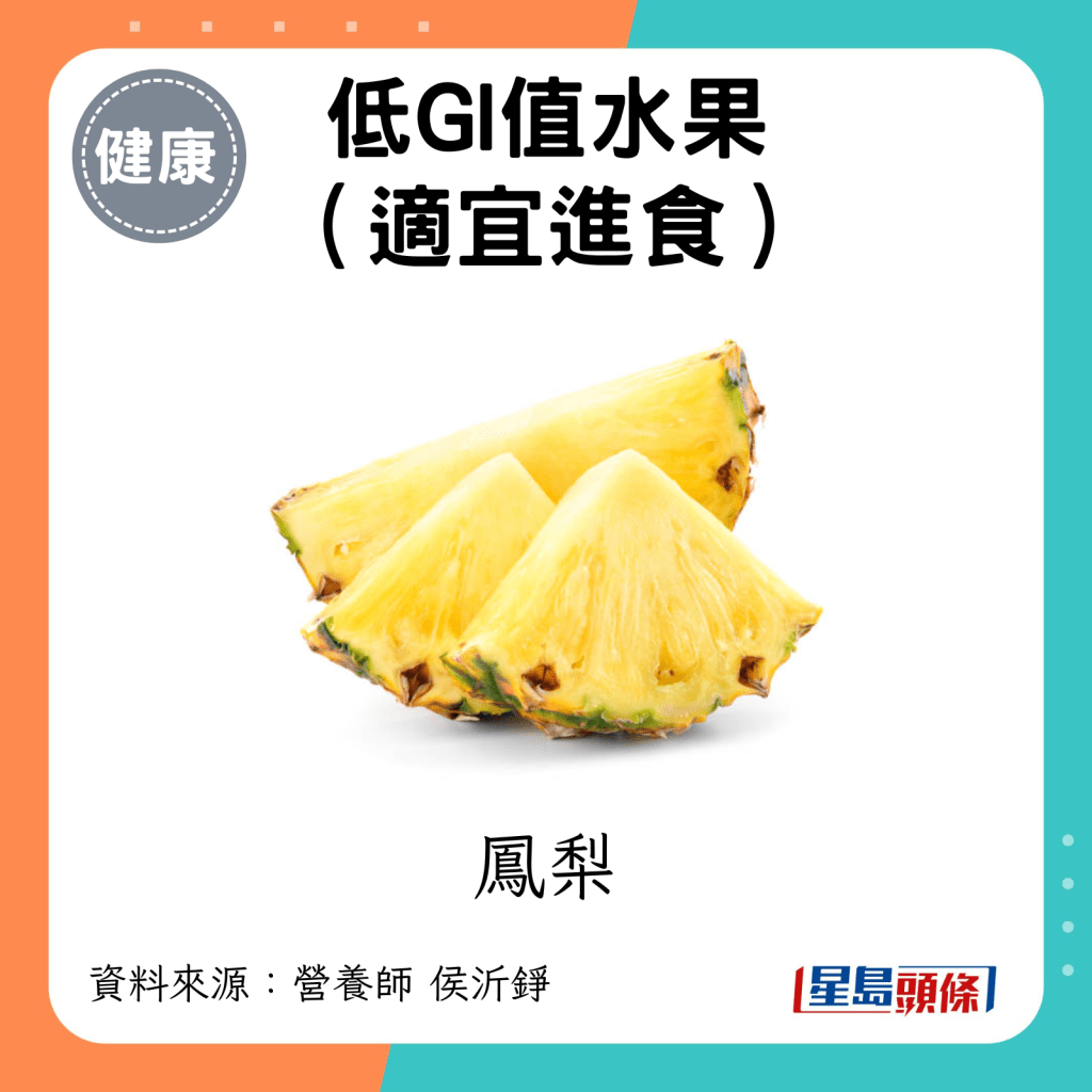 低GI值水果（适宜进食）：凤梨。