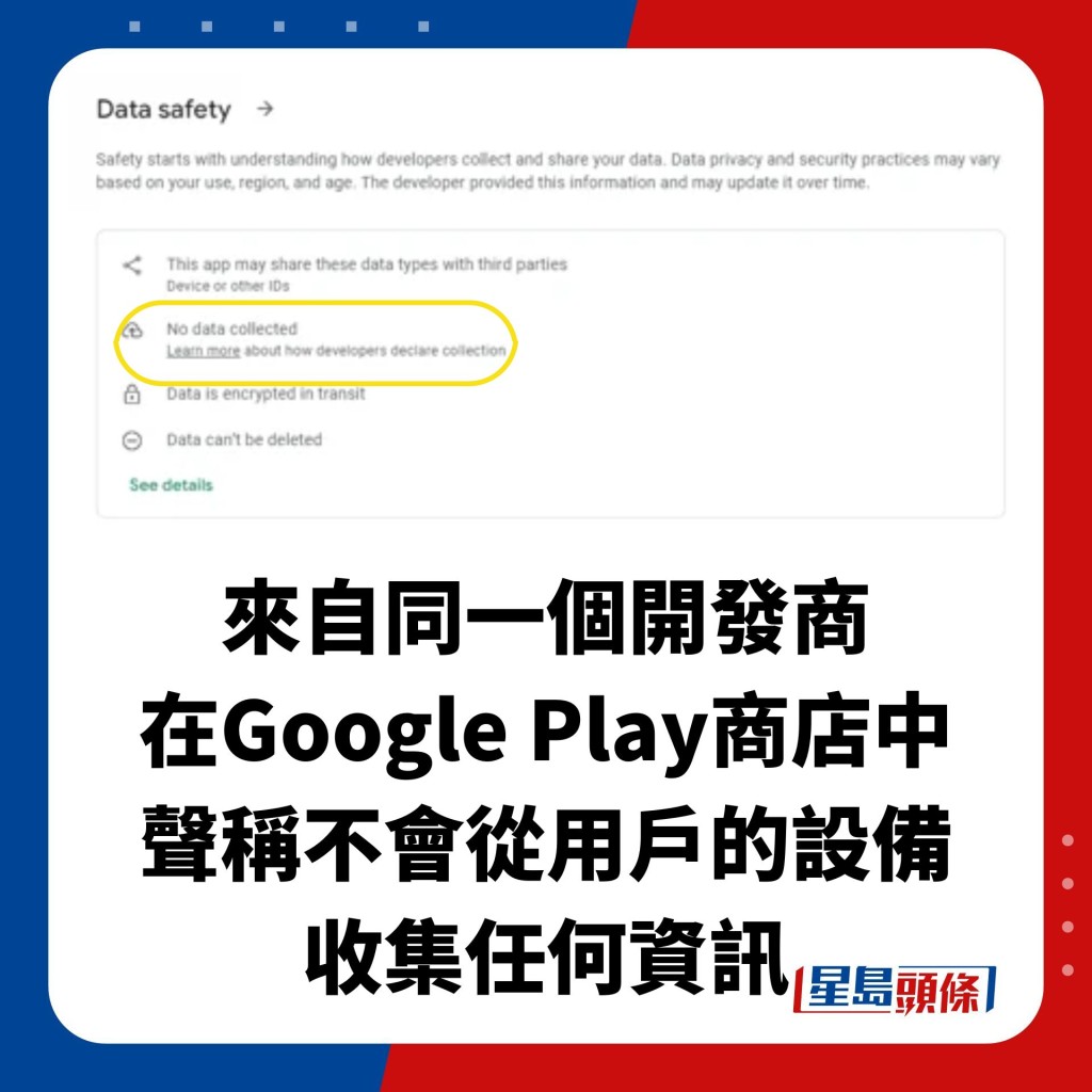 来自同一个开发商 在Google Play商店中声称不会从用户的设备收集任何资讯