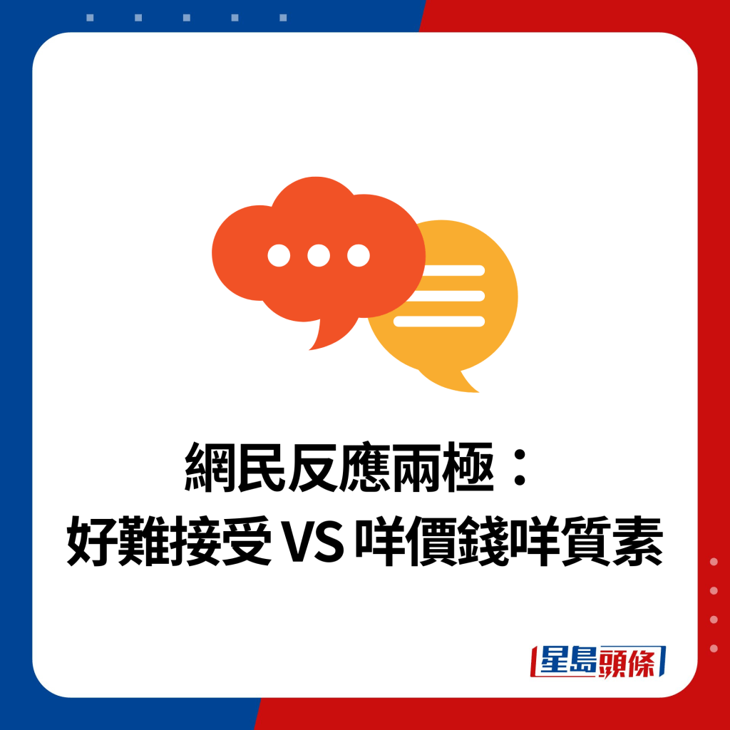 網民反應兩極： 好難接受 VS 咩價錢咩質素