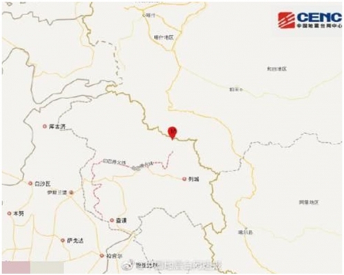 地震發生在新疆喀什地區葉城縣。圖:國家地震台網官方微博