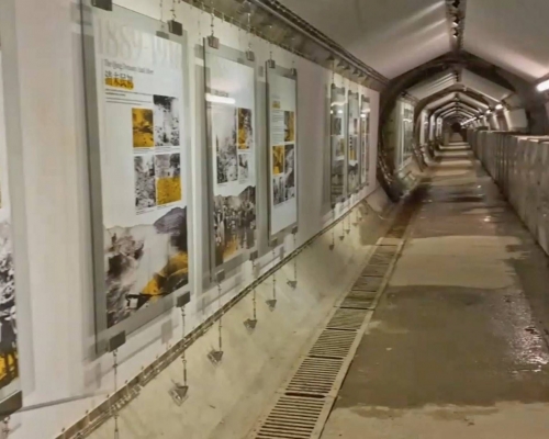 「寶珊排水隧道」內的山泥傾瀉知識廊。網誌圖片