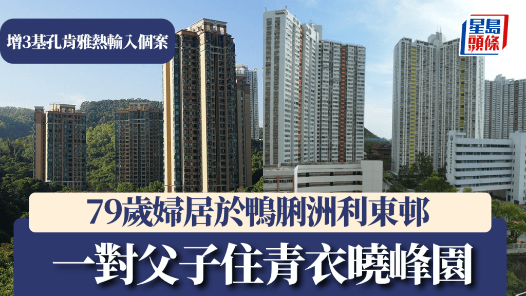 基孔肯雅熱︱再增3宗輸入個案  涉79歲婦及一對父子 分別居鴨脷洲利東邨、青衣曉峰園