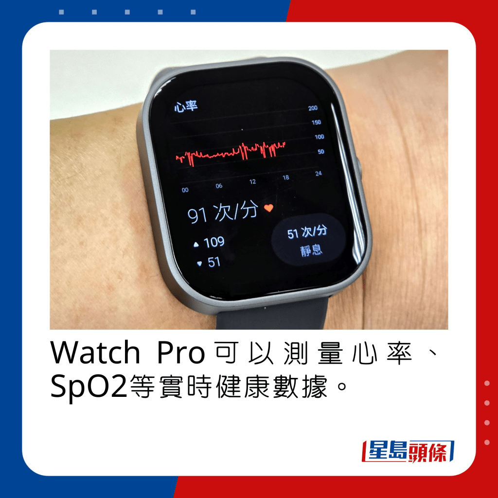 Watch Pro可以测量心率、SpO2等实时健康数据。
