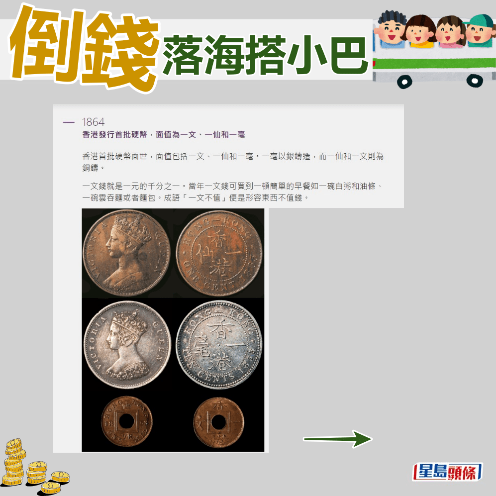 1864年。金管局網頁「香港硬幣的歷史和演變」截圖