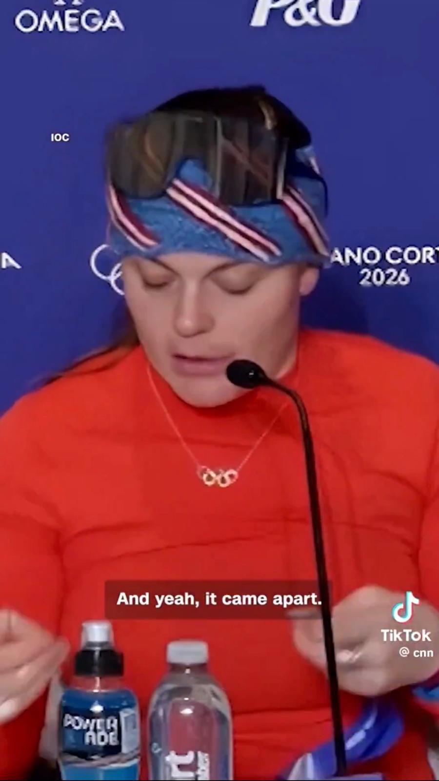 '就在運動員獲勝後片刻，緞帶斷開了'。X影片截圖