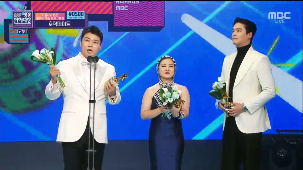 全炫茂（左）跟朴娜勑都赢得年度综艺人奖。