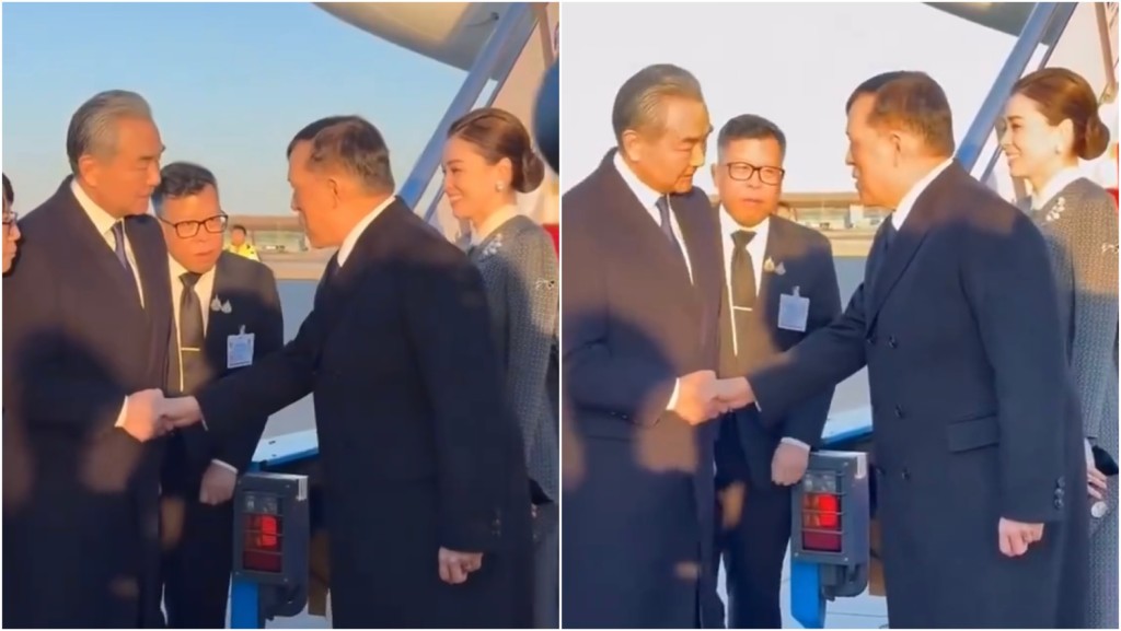 泰國國王哇集拉隆功今天（13日）抵達北京，王毅接機。  X@raywang2049