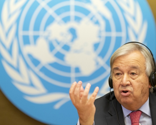 聯合國秘書長古特雷斯呼籲國際社會捐助阿富汗。AP圖片