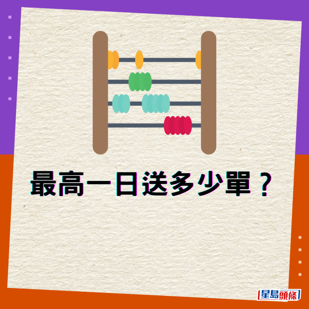 最高一日送多少單？