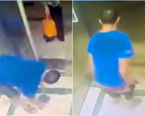 男子升降機當廁所就地便溺。網圖