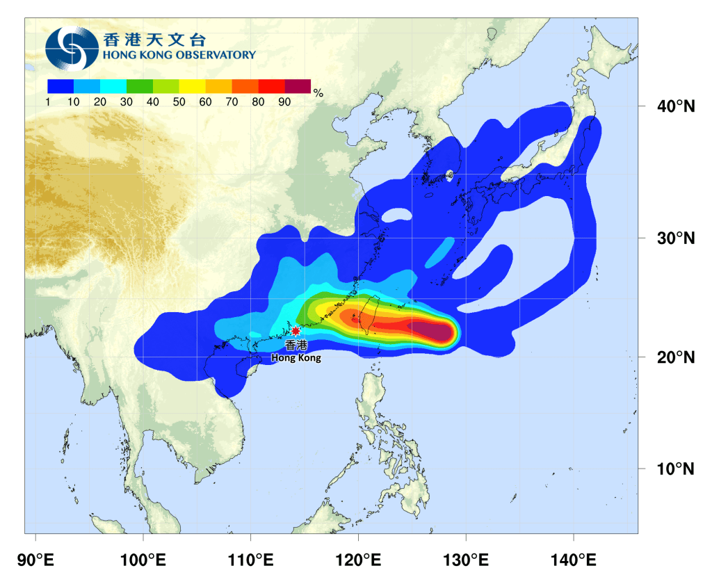 天文台預料熱帶氣旋海葵會在未來一兩日橫台灣。天文台圖片