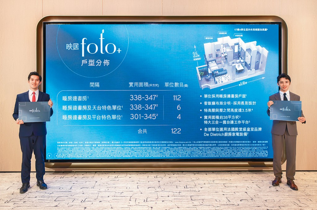 建灝鄭智荣（左）表示，最快下周公布映居首張價單，首批將不少於50伙。旁為吳傲楠。