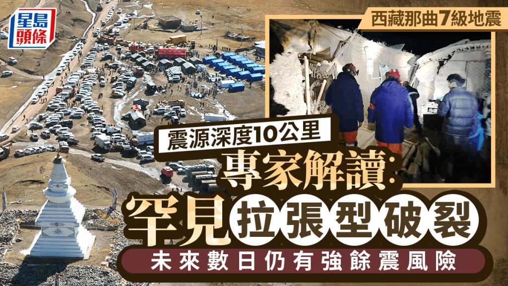 專家分析西藏7級強震屬罕見「拉張破裂」。