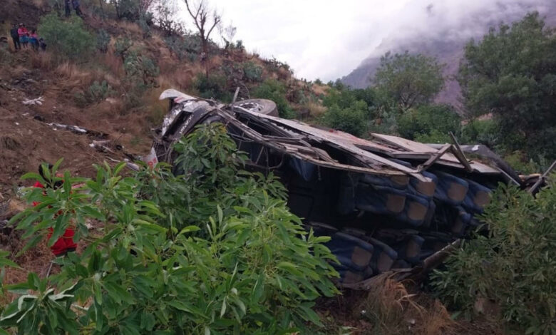 秘魯一架長途巴士墮入深谷，釀成至少25人死亡，34人受傷。網上圖片