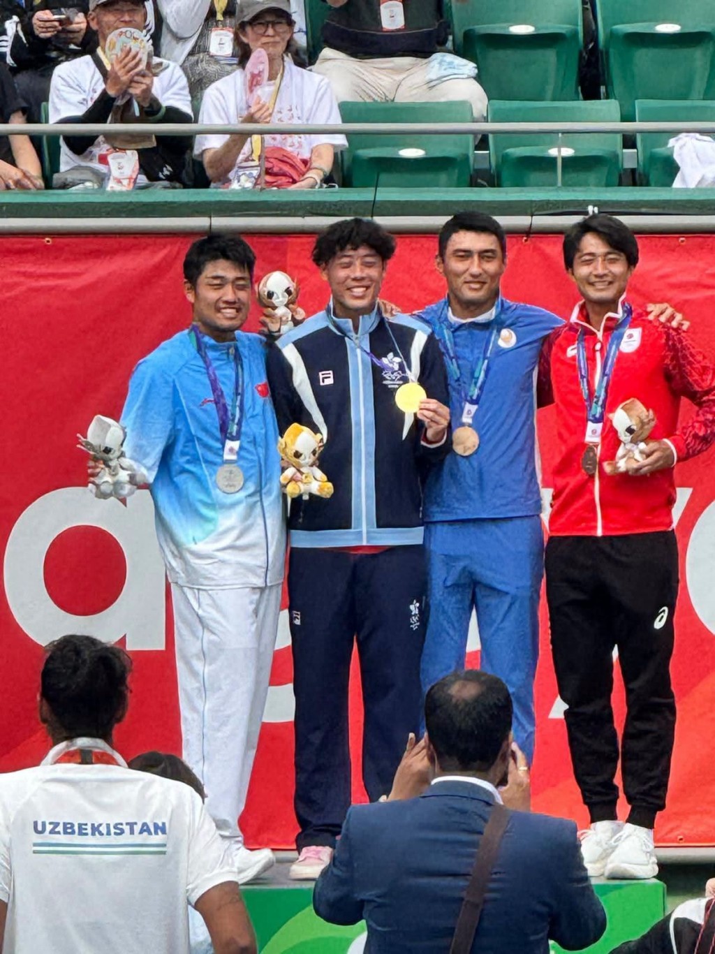 黃澤林取得首塊亞運金牌，亦獲得2028洛杉磯奧運正賽資格。羅淑佩FB圖片