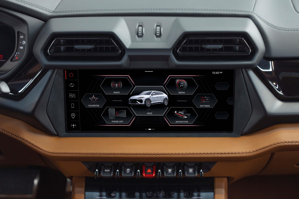 林宝坚尼Lamborghini Urus SE混能版改用12.3寸中控触屏连HMI新介面。