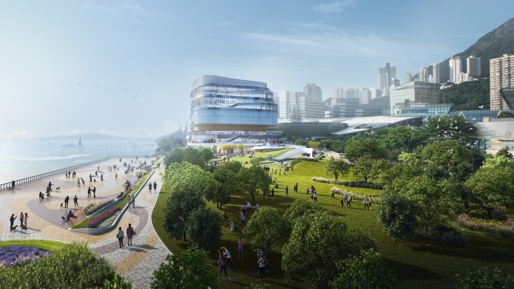 (以上為構想圖)數碼港擴建計劃為海濱公園增設海濱長廊及智慧設施,致力營造寵物友善環境,成為集休閒、運動及科技體驗於一身的公共空間。 (以上為構想圖)數碼港擴建計劃為海濱公園增設海濱長廊及智慧設施,致力營造寵物友善環境,成為集休閒、運動及科技體驗於一身的公共空間。