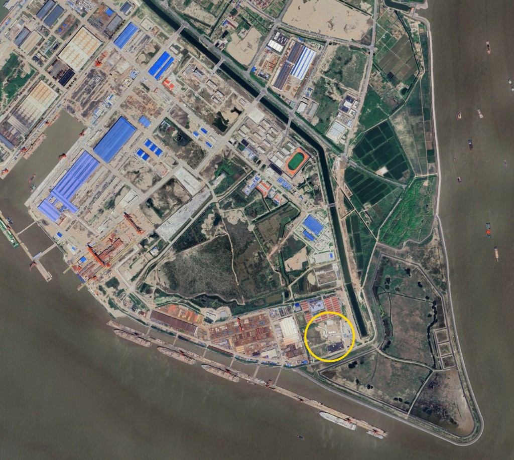 衛星拍攝到「攻擊-11」測試機現身上海造船廠附近。