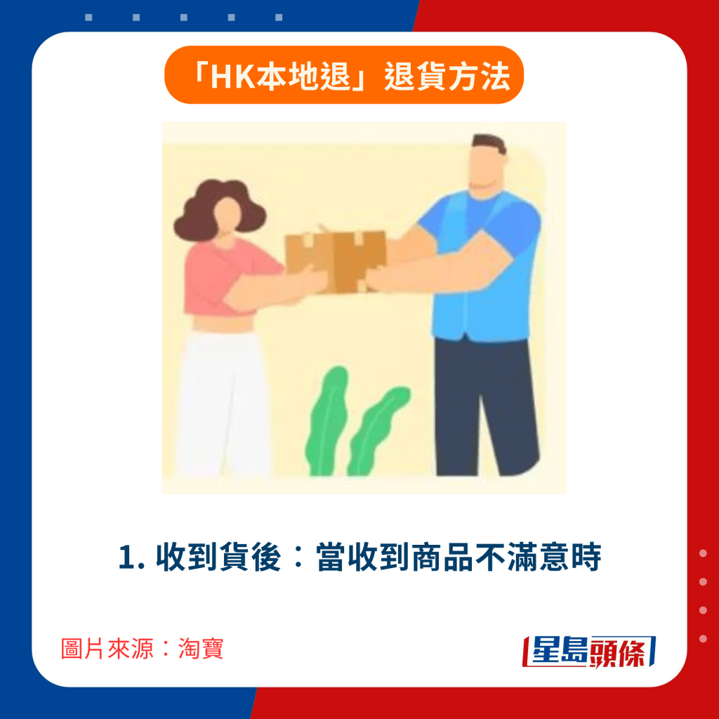 1. 收到货后︰当收到商品不满意时