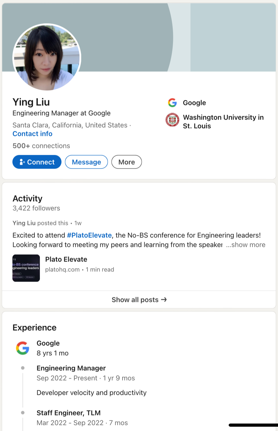 另一Google高管刘英被控「华裔歧视华裔」。  LinkedIn