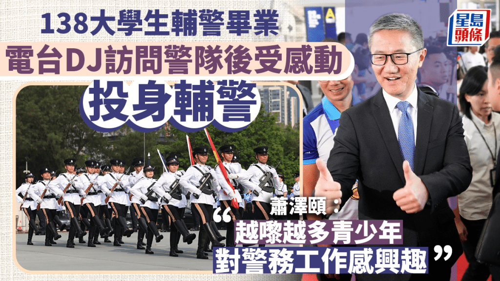 警務處處長蕭澤頤檢閲輔警結業會操。警方提供