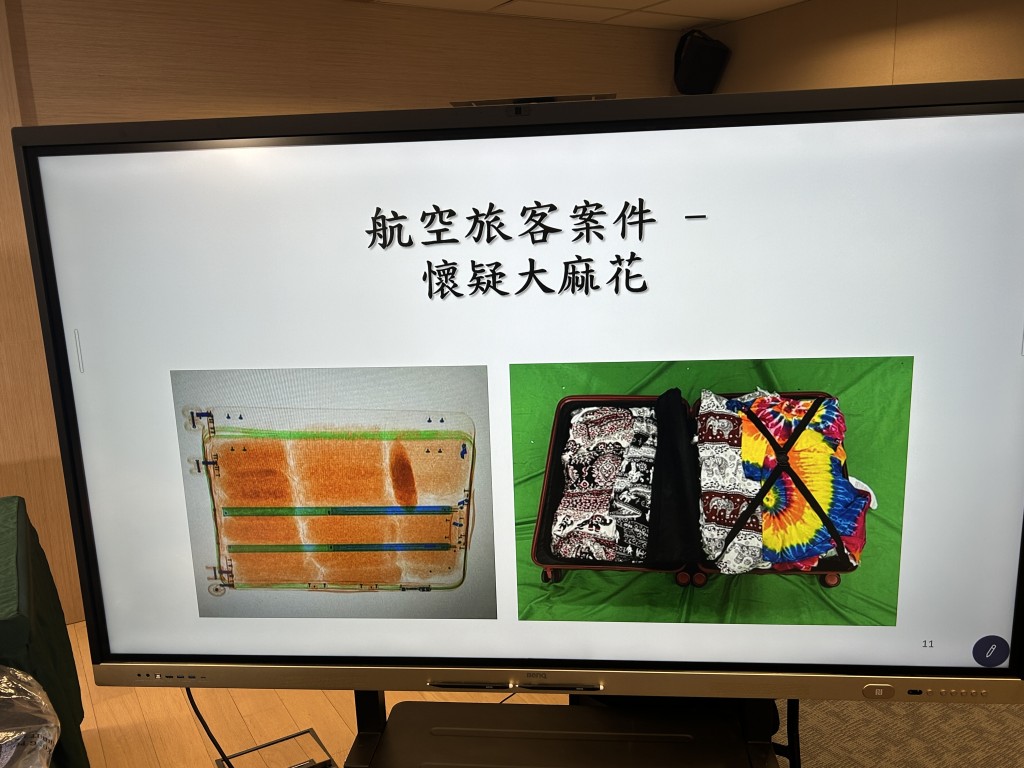 海關從一名泰國來港男子行李內,發現約值200萬港元的大麻花。 海關從一名泰國來港男子行李內,發現約值200萬港元的大麻花。