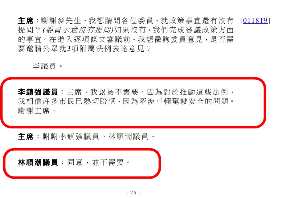 委員會主席陳紹雄向徵詢委員意見，問到需否要邀請公眾就3項附屬法例表達意見。