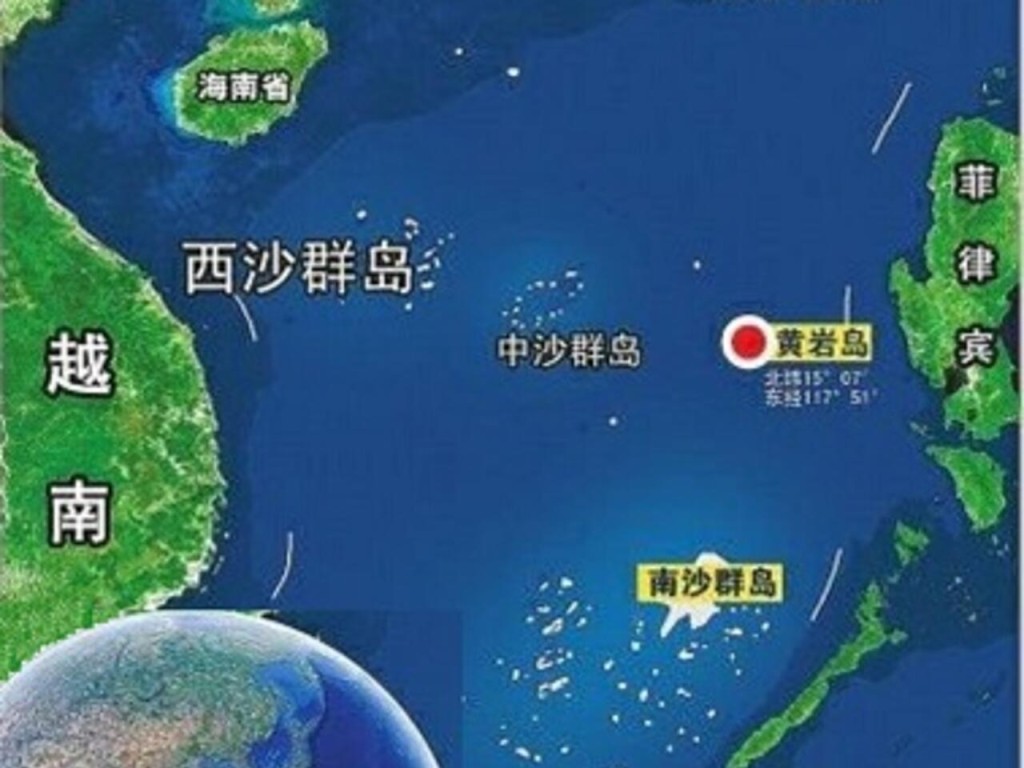 黄岩岛在南海中部。