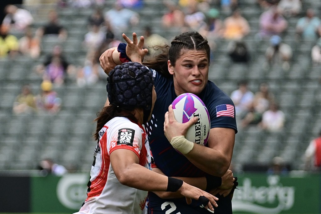  香港國際七人欖球賽周五開鑼，女子組日本對美國。 陳極彰攝