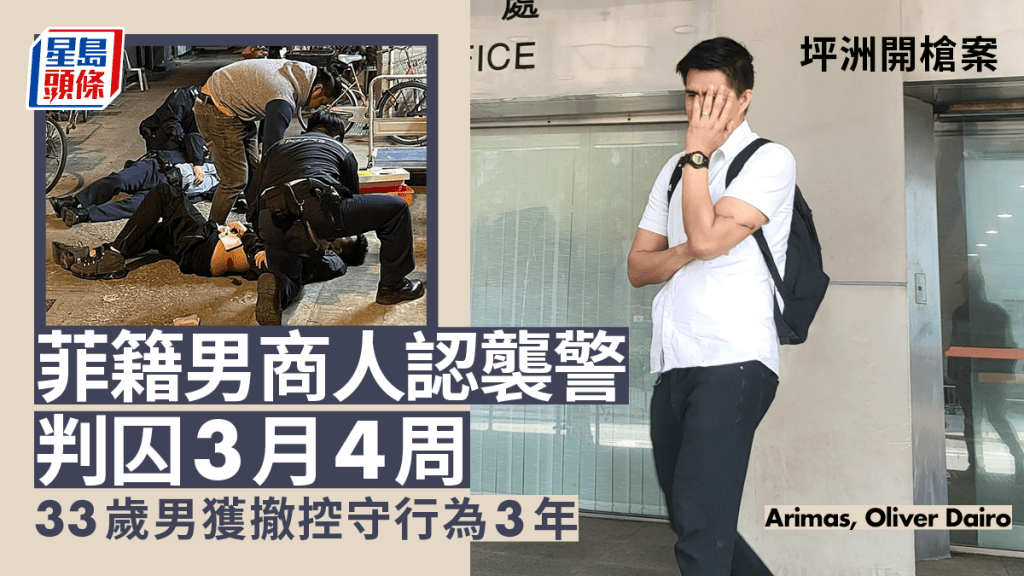 坪洲開槍案,菲籍男商人認襲警判囚3月4周。