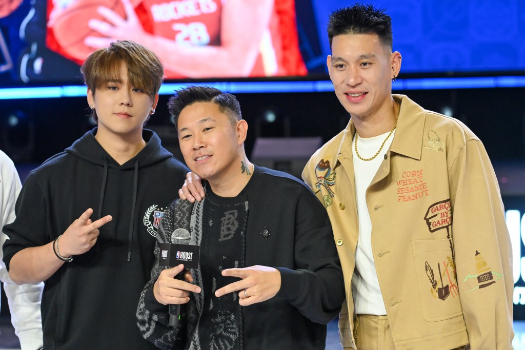 姜濤、MC JIN及林書豪亮相NBA中國賽。攝影:魏國謙 姜濤、MC JIN及林書豪亮相NBA中國賽。攝影:魏國謙