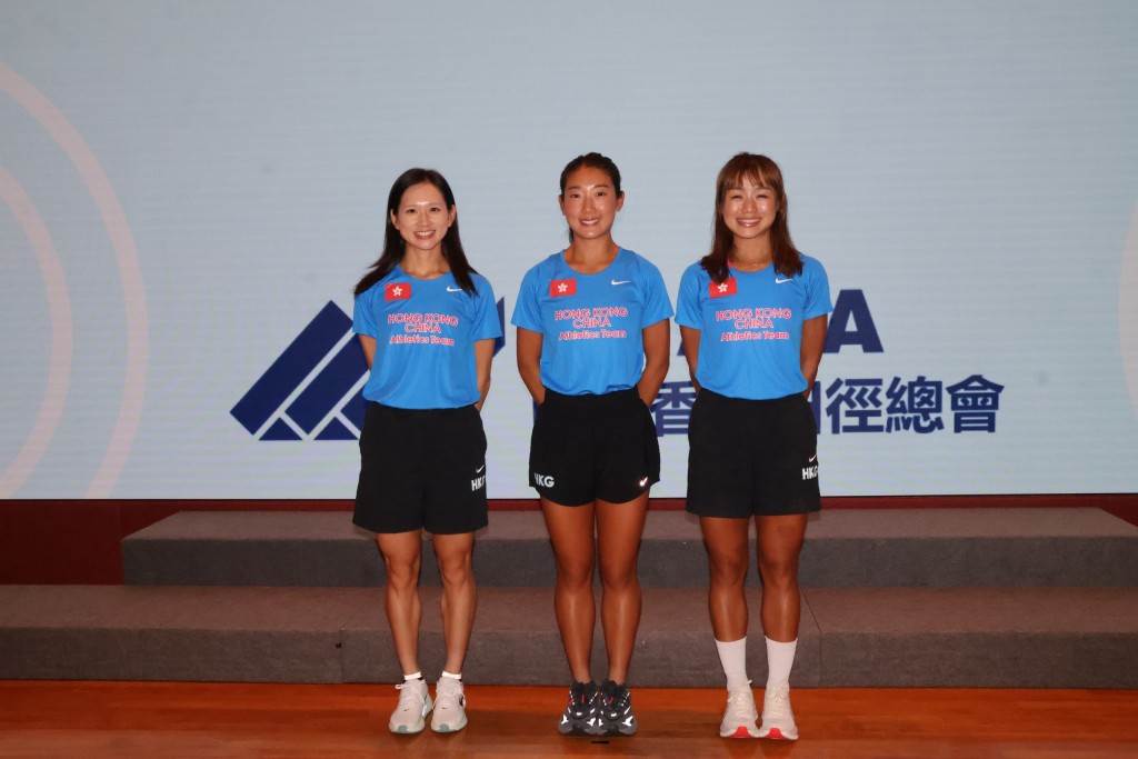 3位女子馬拉松代表 : 右起司徒兆殷、羅映潮及屈旨盈,司徒兆殷曾於2017年天津全運會代表香港出戰三項鐵人賽事。徐嘉華攝 3位女子馬拉松代表 : 右起司徒兆殷、羅映潮及屈旨盈,司徒兆殷曾於2017年天津全運會代表香港出戰三項鐵人賽事。徐嘉華攝