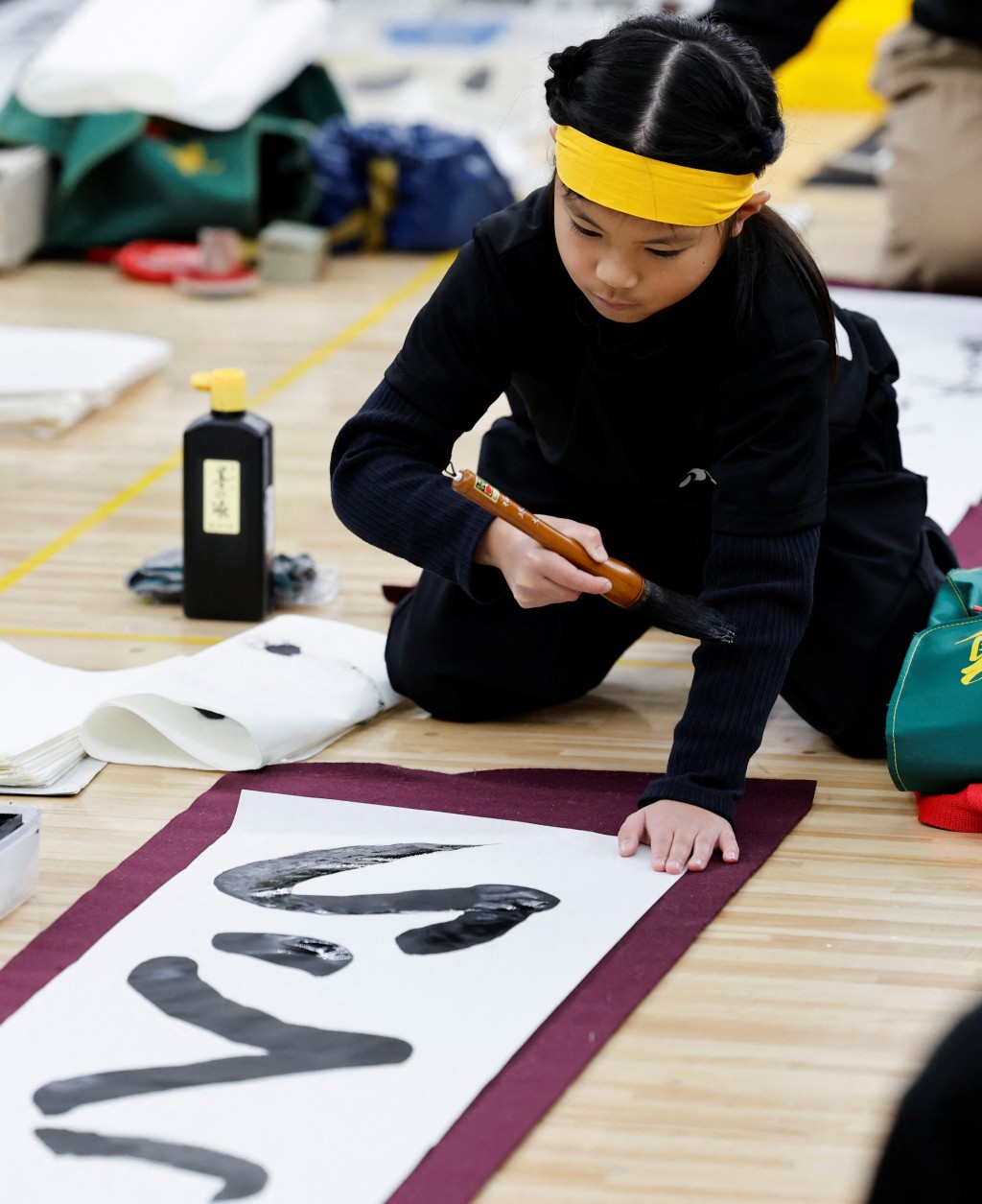東京新年書法大賽。 路透社 