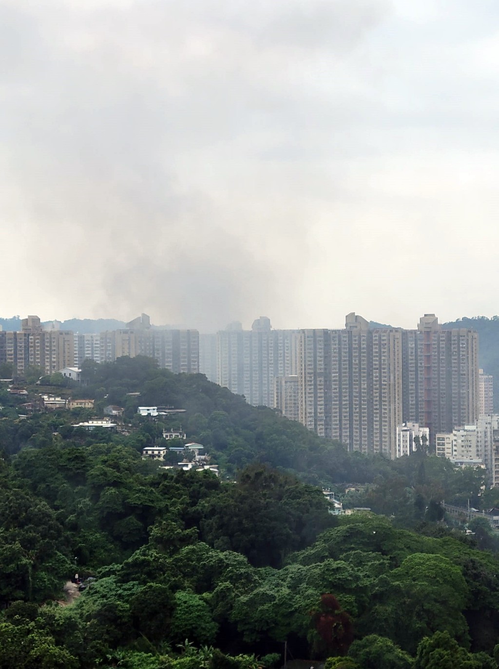 遠處亦能看到冒煙。fb:大埔 TAI PO